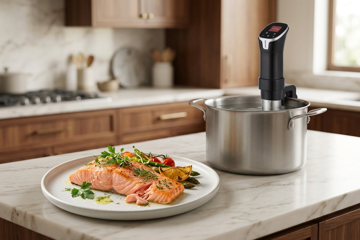 Salmon fillet cooked with the Searlume precision cooker